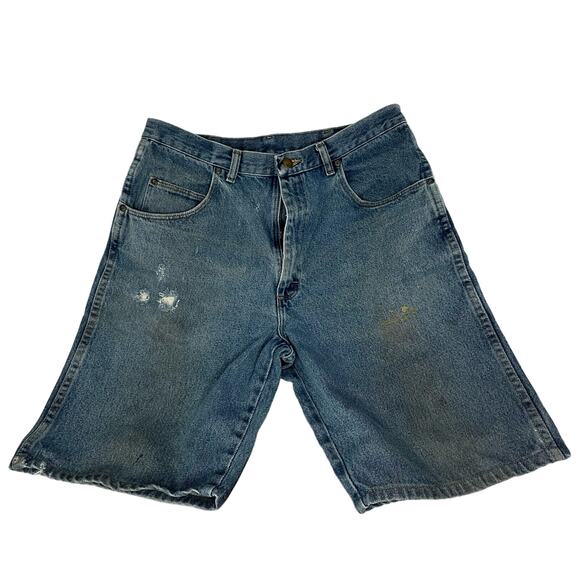 Blue Ridge Wrangler Clothing Company Distressed Denim Shorts 36 Retro Dad Shorts - Picture 1 of 8